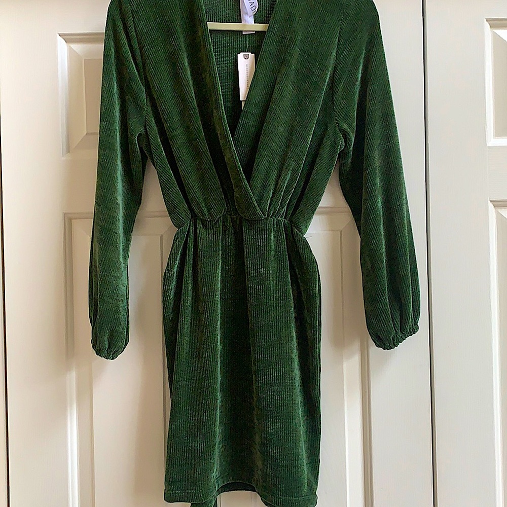 Anthropologie Amadi forest green chenille dress